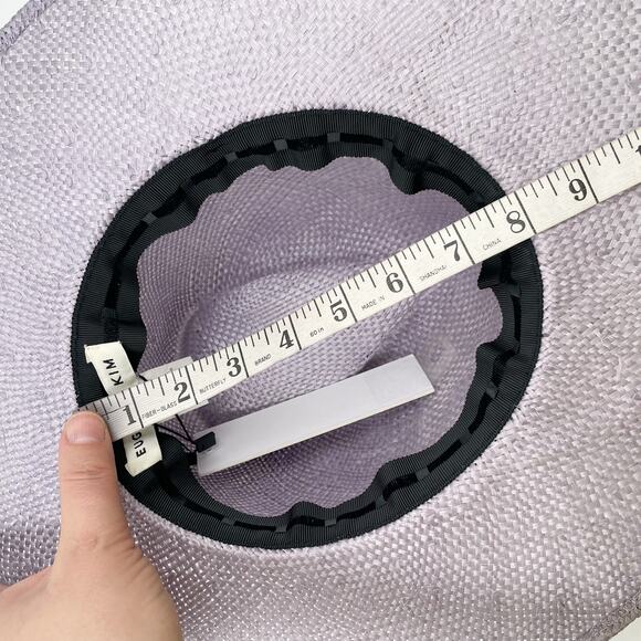 Eugenia Kim Harlow Straw Hat Fedora Lavender PurpleWide Brim Women's One Size - Picture 13 of 13